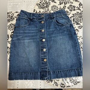 H&M Dark Blue Button-Front Denim Mini Skirt